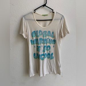 VINTAGE Sheer Global Warming Is So Uncool Statement Tee